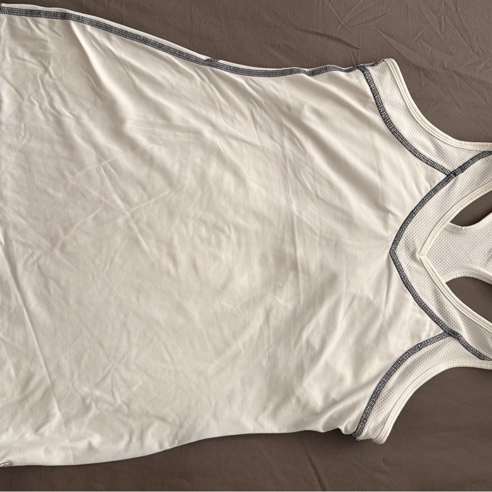 Lija Cream Racerback Tank with Gray Contrast Stitching